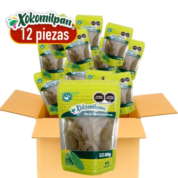 Caja de Ate de Nopal en Tiritas Azucaradas 12pzas de 65g